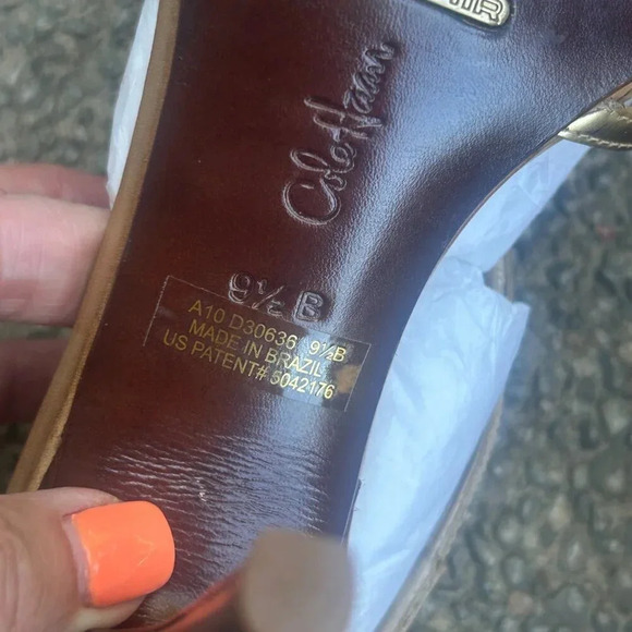 Cole Haan Gold Leather Verona Strappy High Heel Sandals Size 9.5 - Picture 2 of 10